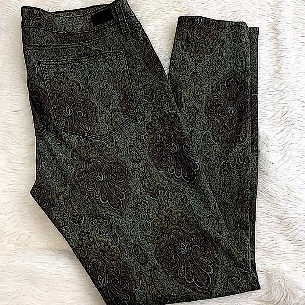 PAIGE Jeans VERDUGO ULTRA SKINNY Jeggings Paisley Green Black Gray Size 29